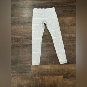 Athleta High Rise Meditation Daybreak Stripe Leggings Heather Grey Size Medium